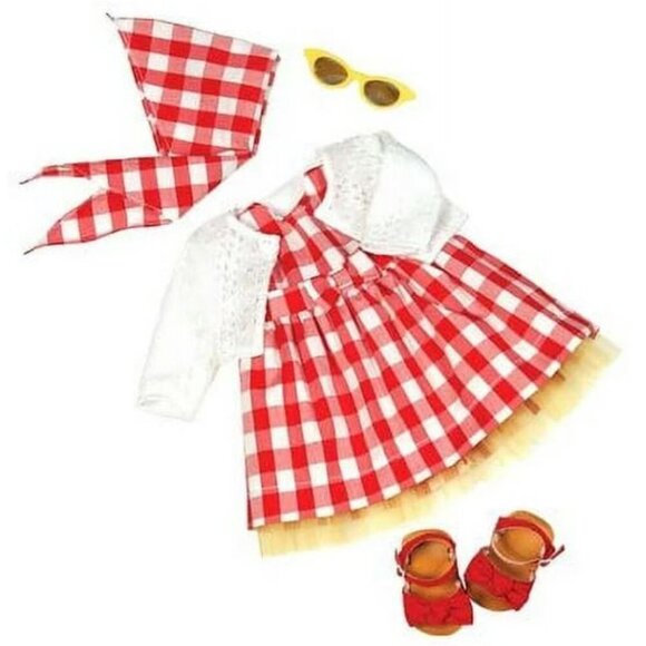 Our Generation Retro 18" Doll Clothes Lil Miss Dahling Deluxe Outfit Red Dress - Picture 2 of 7